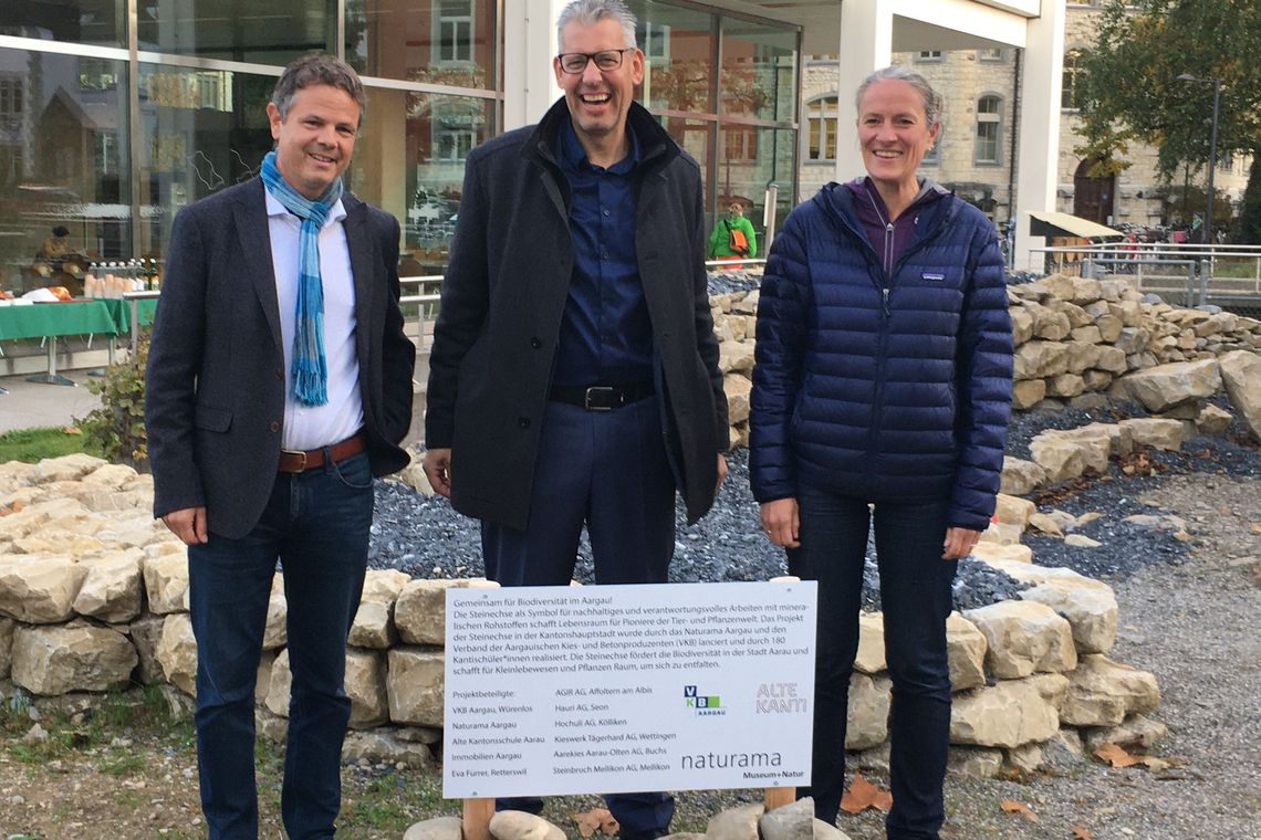 vl.: Andreas Müller (Alte Kantonsschule Aarau) , Pascal Müller (VKB), Johanna Häckermann (Naturama Aargau)